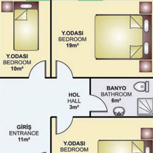 112m² Tek Katlı Prefabrik Plan