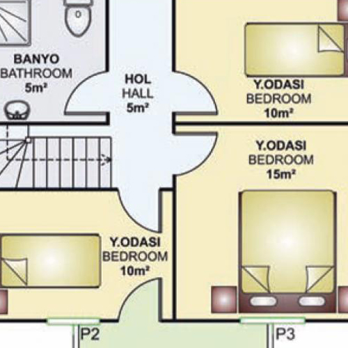 114m² Çift Katlı Prefabrik Plan