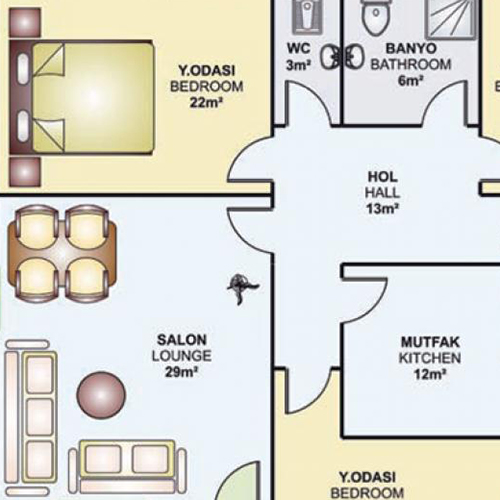 114m² Tek Katlı Prefabrik Plan