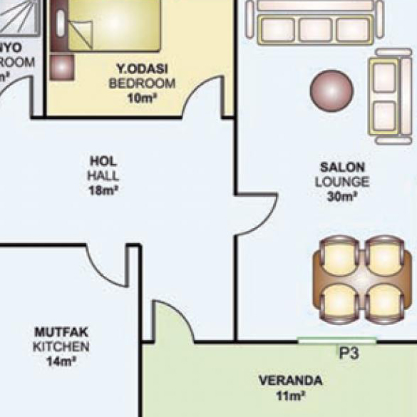 119m² Tek Katlı Prefabrik Plan