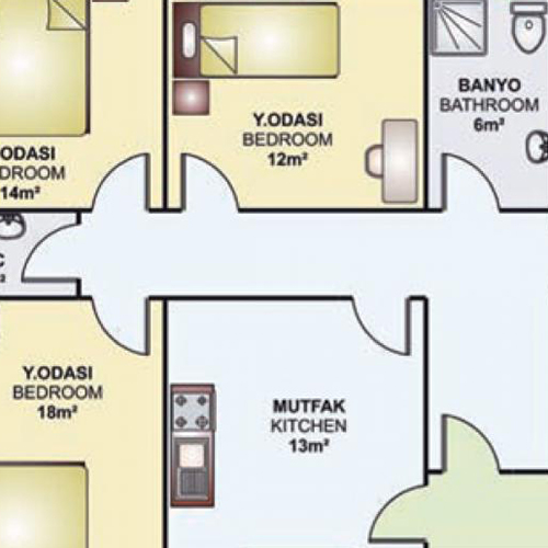 121m² Tek Katlı Prefabrik Plan