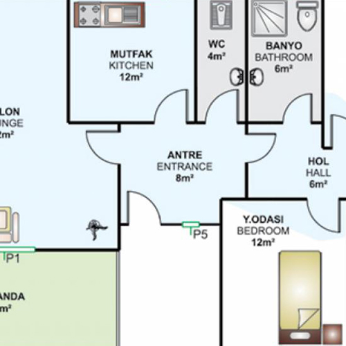 123m² Tek Katlı Prefabrik Plan