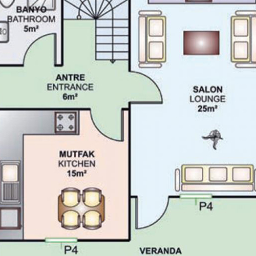 131m² Çift Katlı Prefabrik Plan