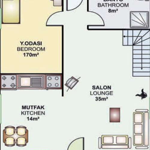 134m² Çift Katlı Prefabrik Plan