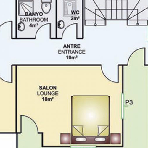 141m² Çift Katlı Prefabrik Plan