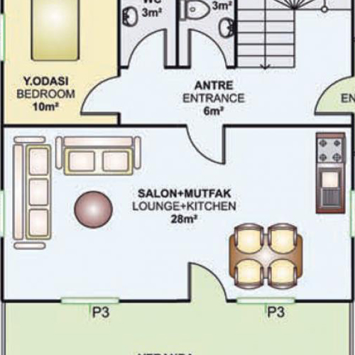 149m² Çift Katlı Prefabrik Plan