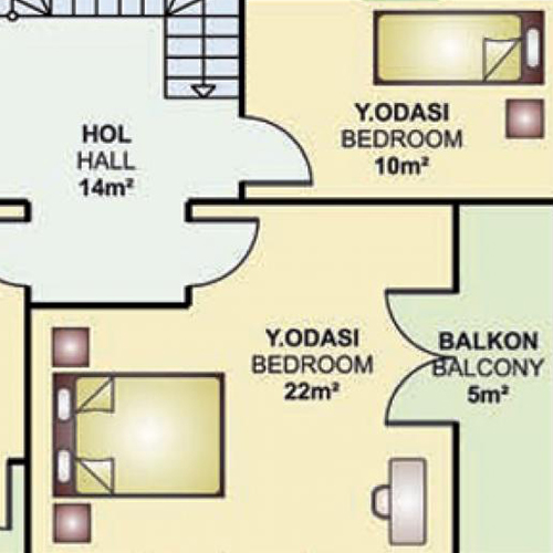 155m² Çift Katlı Prefabrik Plan