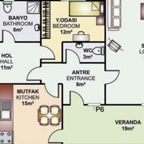 166m² Tek Katlı Prefabrik Plan