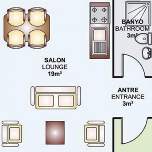 40m² Tek Katlı Prefabrik Plan