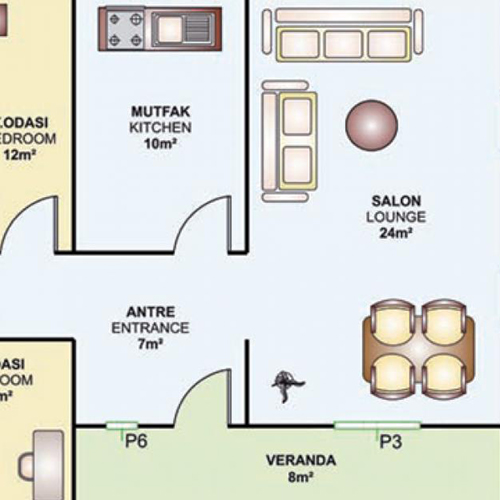 78m² Tek Katlı Prefabrik Plan