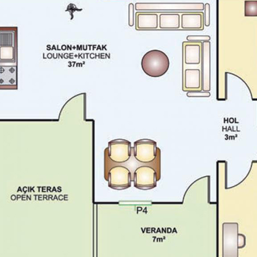 79m² Tek Katlı Prefabrik Plan