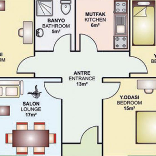 81m² Tek Katlı Prefabrik Plan