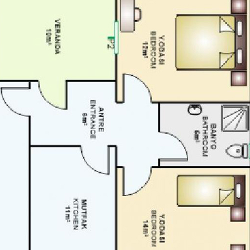 91m² Tek Katlı Prefabrik Plan