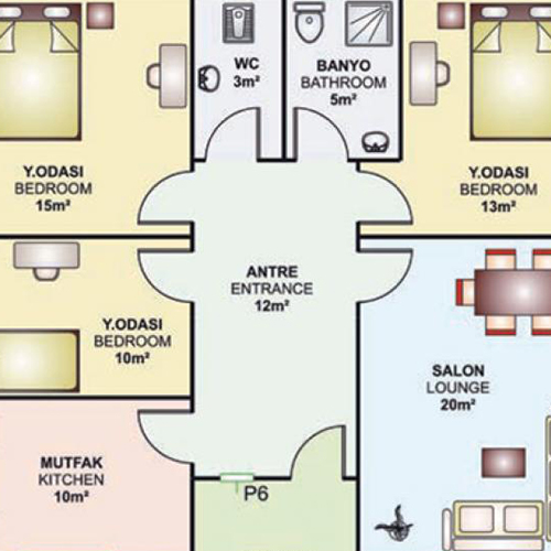 95m² Tek Katlı Prefabrik Plan
