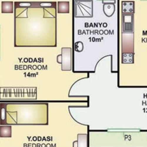 98m² Tek Katlı Prefabrik Plan