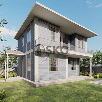 Çift Katlı Hafif Çelik Yapı Ev Modeli 10