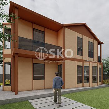 Çift Katlı Hafif Çelik Yapı Ev Modeli 11