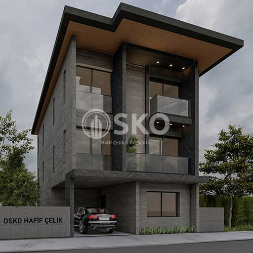 Çift Katlı Hafif Çelik Yapı Ev Modeli 4