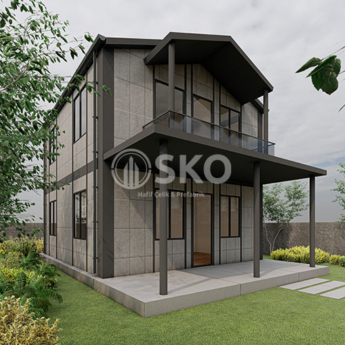 Çift Katlı Hafif Çelik Yapı Ev Modeli 7