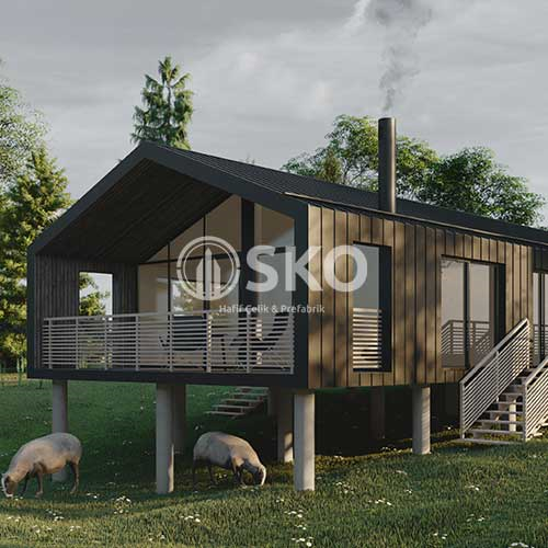 Tek Katlı Hafif Çelik Yapı Ev Modeli 2